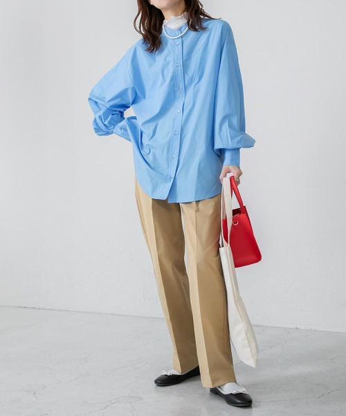 BONLECILL（ボンルシール）の「【クイックドライ】センタープレスタックチノパンツ（チノパンツ・レディース・ベージュ/ネイビー/カーキ/アイボリー・L/M/S）」の19枚目の写真