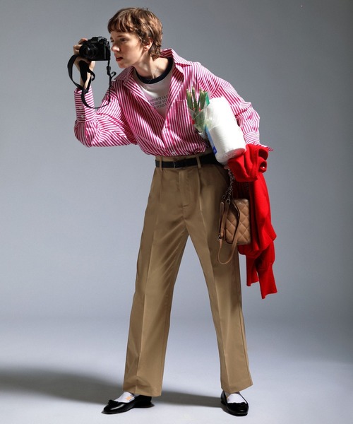 BONLECILL（ボンルシール）の「【クイックドライ】センタープレスタックチノパンツ（チノパンツ・レディース・ベージュ/ネイビー/カーキ/アイボリー・L/M/S）」の21枚目の写真