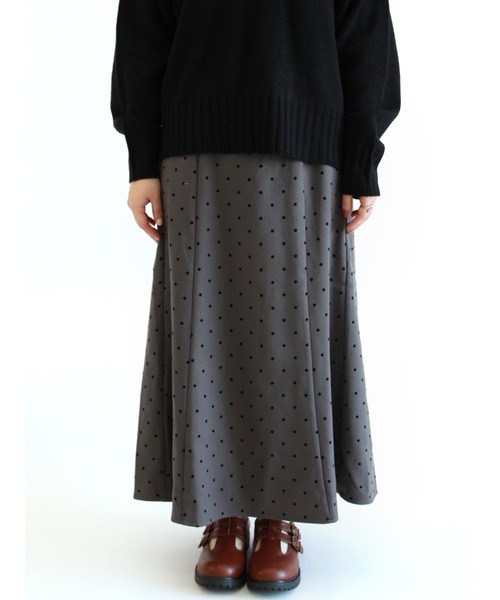 ehka sopo（エヘカソポ）の「フロッキードットマーメイドスカート（スカート・レディース・ブラウン/グリーン/チャコール・ﾌﾘ-）」の2枚目の写真