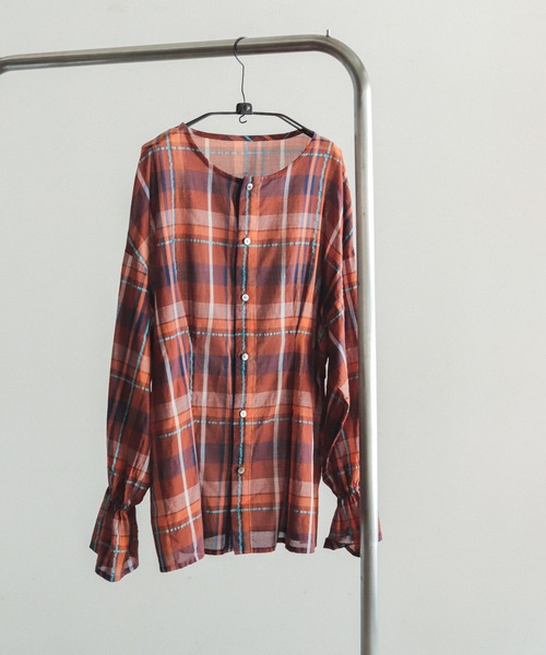 FIL DE FER(フィルデフェール)の「マルチチェック キャンディスリーブブラウス(シャツ/ブラウス・レディース・ブラウン/ネイビー・FREE)」の15枚目の写真