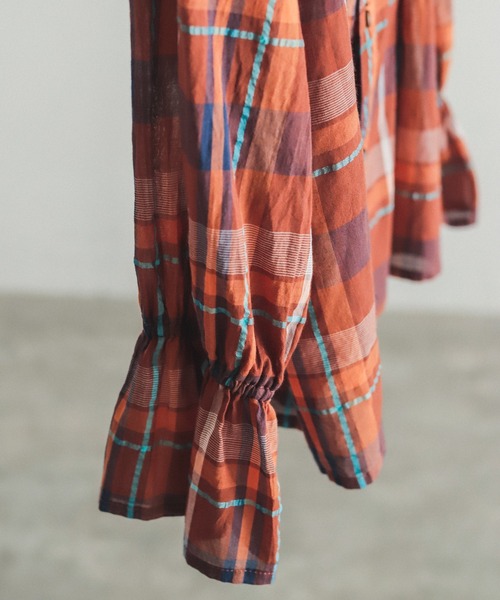 FIL DE FER(フィルデフェール)の「マルチチェック キャンディスリーブブラウス(シャツ/ブラウス・レディース・ブラウン/ネイビー・FREE)」の14枚目の写真