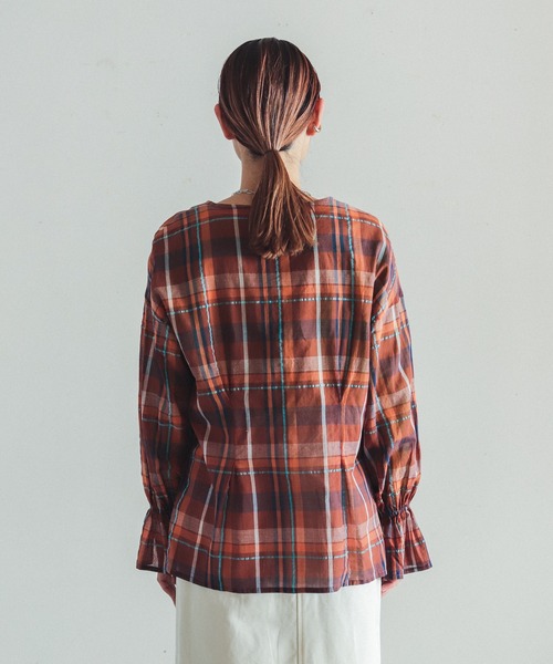 FIL DE FER(フィルデフェール)の「マルチチェック キャンディスリーブブラウス(シャツ/ブラウス・レディース・ブラウン/ネイビー・FREE)」の11枚目の写真