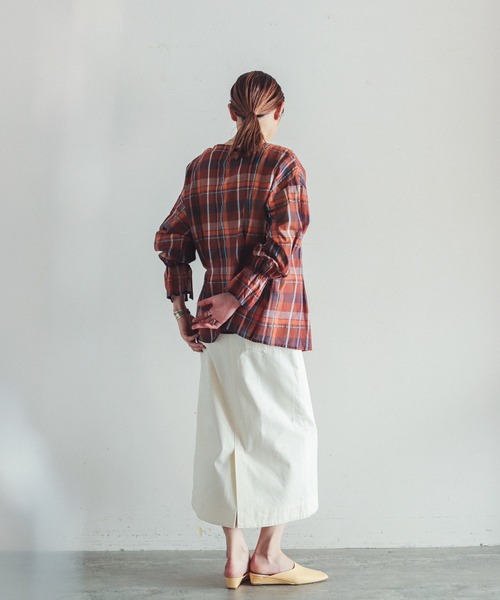 FIL DE FER(フィルデフェール)の「マルチチェック キャンディスリーブブラウス(シャツ/ブラウス・レディース・ブラウン/ネイビー・FREE)」の5枚目の写真