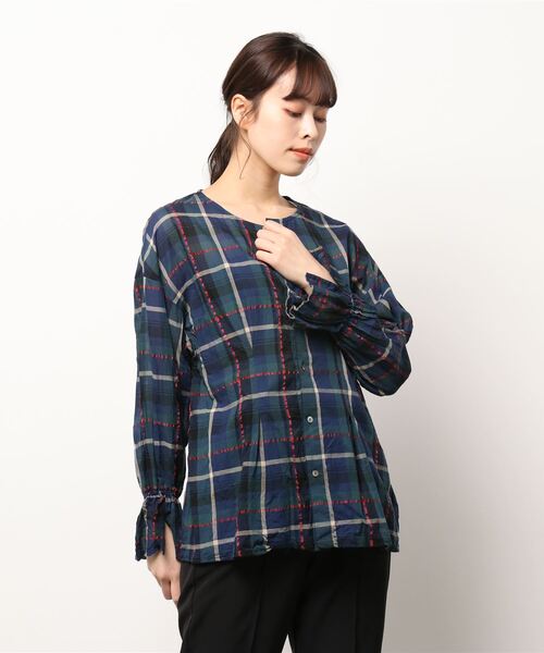 FIL DE FER(フィルデフェール)の「マルチチェック キャンディスリーブブラウス(シャツ/ブラウス・レディース・ブラウン/ネイビー・FREE)」の18枚目の写真
