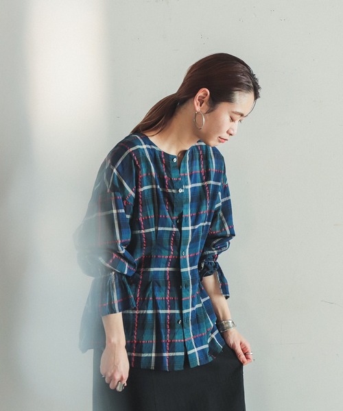 FIL DE FER(フィルデフェール)の「マルチチェック キャンディスリーブブラウス(シャツ/ブラウス・レディース・ブラウン/ネイビー・FREE)」の22枚目の写真