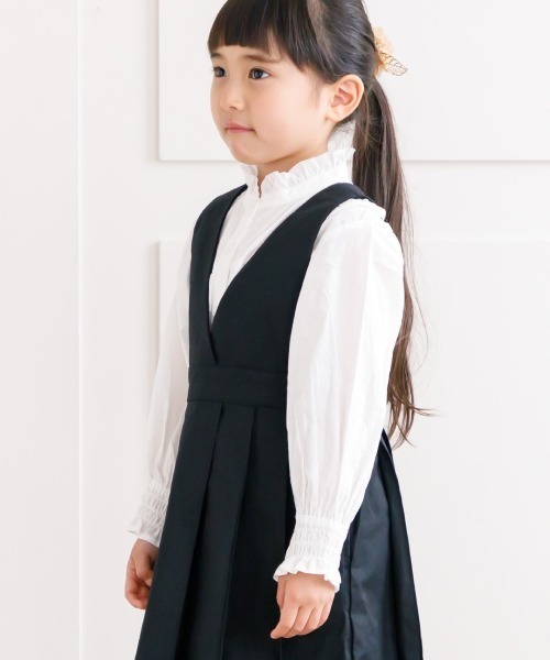 MAKE YOUR DAY（メイクユアデイ）の「フリルブラウス■80～140cm（シャツ/ブラウス・キッズ・ブラック/オフホワイト/ブルー/ストライプ・90/100/110/120/130/140/80）」の2枚目の写真