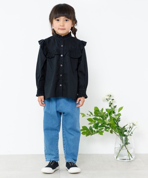 MAKE YOUR DAY（メイクユアデイ）の「フリルブラウス■80～140cm（シャツ/ブラウス・キッズ・ブラック/オフホワイト/ブルー/ストライプ・90/100/110/120/130/140/80）」の10枚目の写真