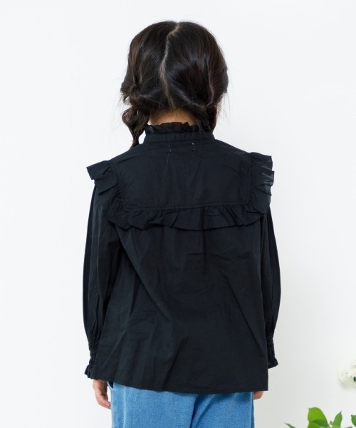 MAKE YOUR DAY（メイクユアデイ）の「フリルブラウス■80～140cm（シャツ/ブラウス・キッズ・ブラック/オフホワイト/ブルー/ストライプ・90/100/110/120/130/140/80）」の8枚目の写真