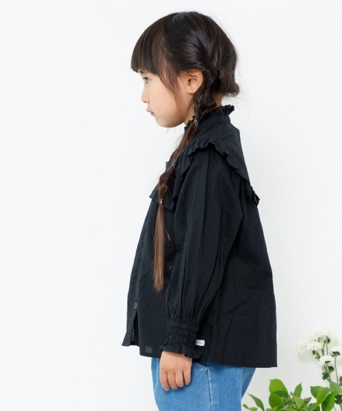 MAKE YOUR DAY（メイクユアデイ）の「フリルブラウス■80～140cm（シャツ/ブラウス・キッズ・ブラック/オフホワイト/ブルー/ストライプ・90/100/110/120/130/140/80）」の9枚目の写真