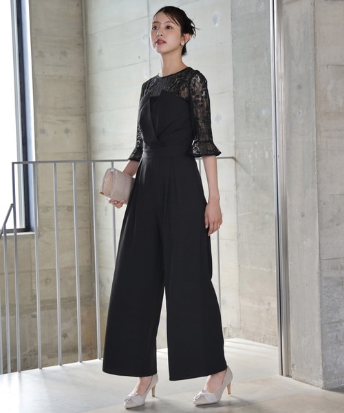 DRESS+（ドレスプラス） レースブラウス セットアップ パンツドレス ドレスプラス DRESS+ レースブラウス ジャンプスーツ