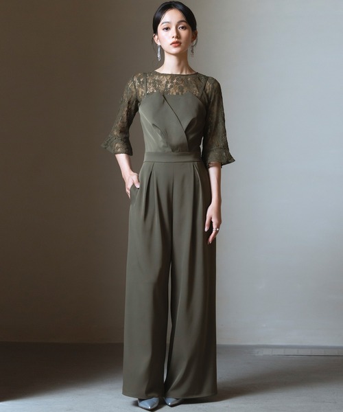 レースブラウス ジャンプスーツ セットアップ パンツドレス