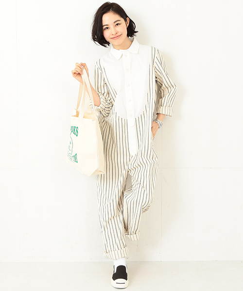 BEAMS BOY(ビームスボーイ)の「◎BEAMS BOY / ストライプ オールインワン(つなぎ/オールインワン・レディース・イエロー/ネイビー・ONE SIZE)」の22枚目の写真