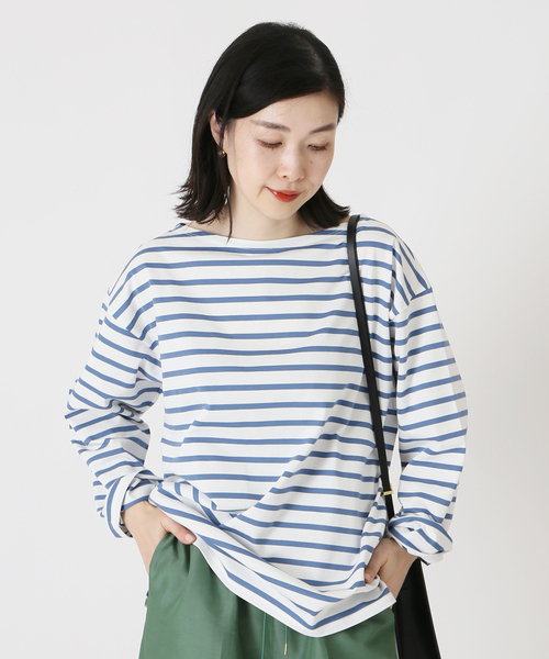 journal standard L'essage（ジャーナルスタンダードレサージュ）の「ペルーコットンボーダープルオーバー◆（Tシャツ/カットソー・レディース・ネイビー/サックスブルー・FREE）」の2枚目の写真