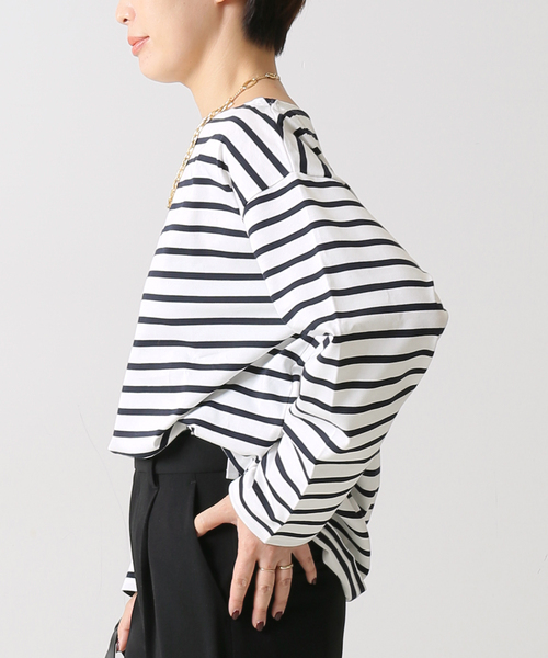 journal standard L'essage（ジャーナルスタンダードレサージュ）の「ペルーコットンボーダープルオーバー◆（Tシャツ/カットソー・レディース・ネイビー/サックスブルー・FREE）」の8枚目の写真