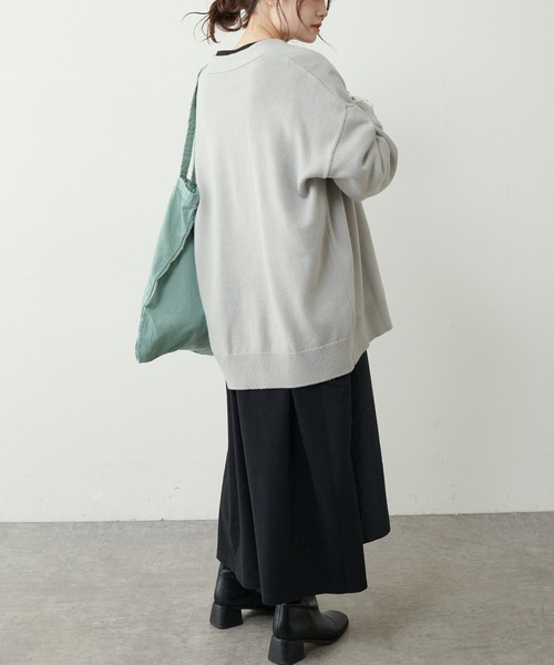 PUAL CE CIN（ピュアルセシン）の「【Du noir】コットンアクリルVネックカーディガン（カーディガン/ボレロ・レディース・ベージュ/グレー/サックスブルー・FREE）」の13枚目の写真