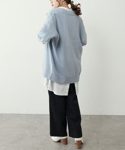 PUAL CE CIN（ピュアルセシン）の「【Du noir】コットンアクリルVネックカーディガン（カーディガン/ボレロ・レディース・ベージュ/グレー/サックスブルー・FREE）」の16枚目の写真