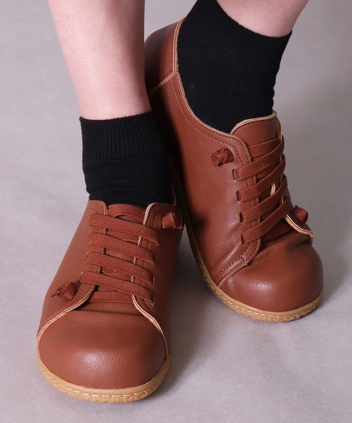 セール】(ES)【 Joy Walker Plus 】フェイクレザー ゴム紐 スニーカー