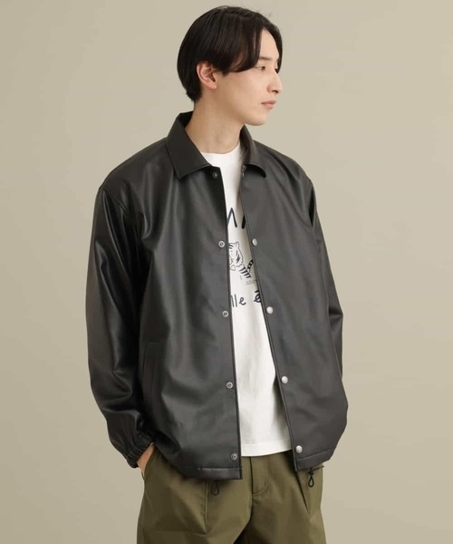 a.v.v(アーヴェヴェ)の「【洗濯機で洗える】フェイクレザーコーチジャケット(カバーオール・メンズ・ブラック/ベージュ・48/46)」の15枚目の写真