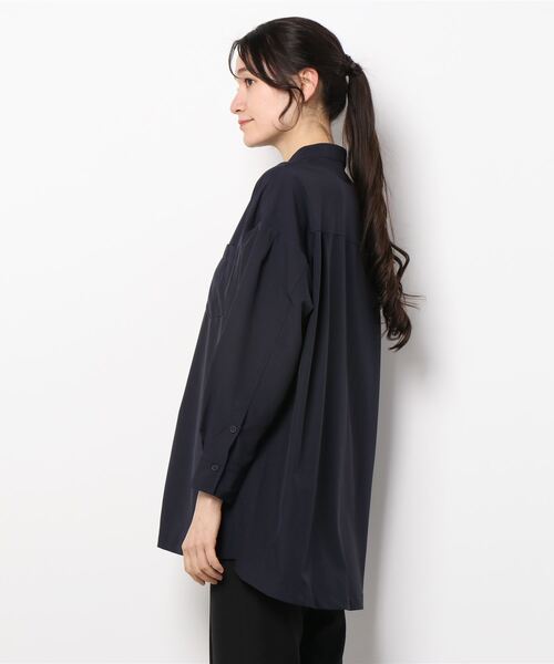 leswel(レスウェル)の「【M~5L 大きいサイズ】バンドカラー オーバーシャツ(シャツ/ブラウス・レディース・ネイビー/オレンジ/ベージュ・3L/LL/L/M/4L/5L)」の20枚目の写真