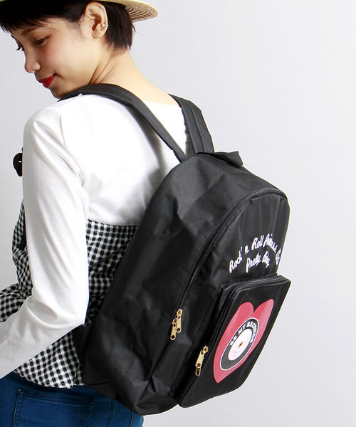 WEGO（ウィゴー）の「WEGO/ハートレコードリュック（バックパック/リュック・レディース・ホワイト/ブラック/その他1/その他2・FREE）」の3枚目の写真