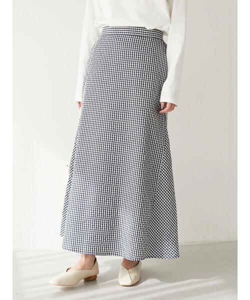 Green Parks(グリーンパークス)の「ギンガムチェックスカート(スカート・レディース・イエロー/ネイビー・FREE)」の9枚目の写真