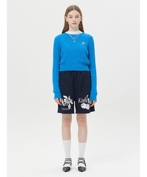 KIRSH（キルシー）の「KIRSH SMALL CHERRY CABLE CROP KNIT LS/キルシースモールチェリーケーブルクロップニット（ニット/セーター・レディース・チャコールグレー/ピンク/ブルー/アイボリー・ONE SIZE）」の15枚目の写真