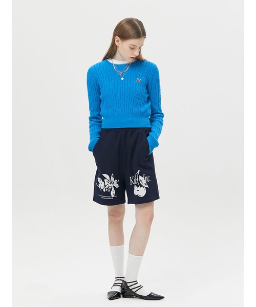 KIRSH（キルシー）の「KIRSH SMALL CHERRY CABLE CROP KNIT LS/キルシースモールチェリーケーブルクロップニット（ニット/セーター・レディース・チャコールグレー/ピンク/ブルー/アイボリー・ONE SIZE）」の18枚目の写真