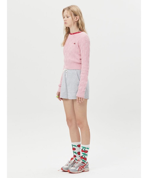 KIRSH（キルシー）の「KIRSH SMALL CHERRY CABLE CROP KNIT LS/キルシースモールチェリーケーブルクロップニット（ニット/セーター・レディース・チャコールグレー/ピンク/ブルー/アイボリー・ONE SIZE）」の20枚目の写真