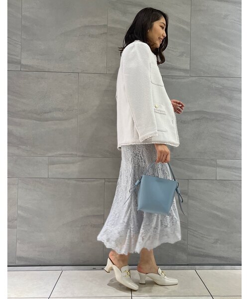 couture brooch(クチュールブローチ)の「◆花柄レース ソフトマーメイドスカート(スカート・レディース・ダークオリーブ/サックスブルー/ライトパープル・40/38/42/36)」の17枚目の写真