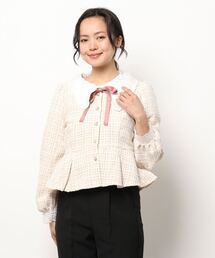 【新品未使用】axes femme POETIQUE ベイスリーブツィードJK axes femme POETIQUE（アクシーズファムポエティック）の「刺繍