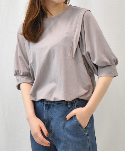 RANAN（ラナン）の「[接触冷感]ボリュームスリーブTシャツ（Tシャツ/カットソー・レディース・イエロー/ブラック/グレー/ネイビー/ブルー・LL/L/M）」の3枚目の写真