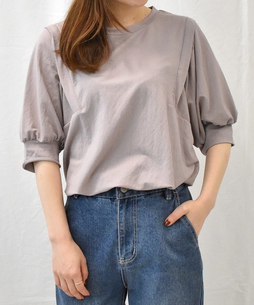 RANAN（ラナン）の「[接触冷感]ボリュームスリーブTシャツ（Tシャツ/カットソー・レディース・イエロー/ブラック/グレー/ネイビー/ブルー・LL/L/M）」の16枚目の写真