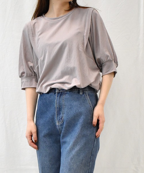 RANAN（ラナン）の「[接触冷感]ボリュームスリーブTシャツ（Tシャツ/カットソー・レディース・イエロー/ブラック/グレー/ネイビー/ブルー・LL/L/M）」の18枚目の写真