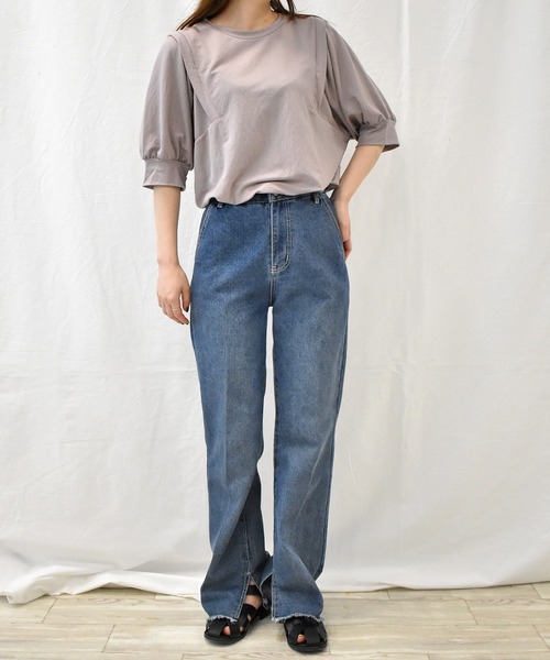 RANAN（ラナン）の「[接触冷感]ボリュームスリーブTシャツ（Tシャツ/カットソー・レディース・イエロー/ブラック/グレー/ネイビー/ブルー・LL/L/M）」の19枚目の写真