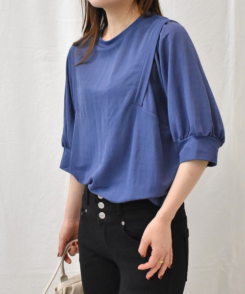 RANAN（ラナン）の「[接触冷感]ボリュームスリーブTシャツ（Tシャツ/カットソー・レディース・イエロー/ブラック/グレー/ネイビー/ブルー・LL/L/M）」の22枚目の写真