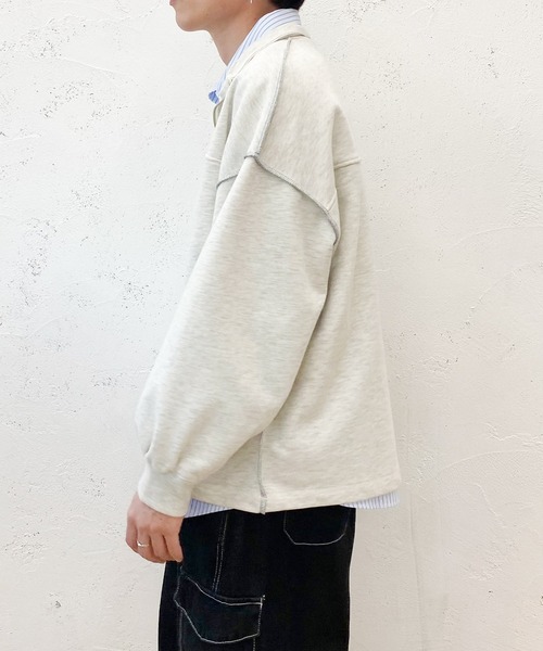 PairPair（ペアペア）の「配色ステッチハーフジッププルオーバー(ユニセックス)（スウェット・レディース・マスタード/オートミール/ブルー系その他・フリー）」の14枚目の写真