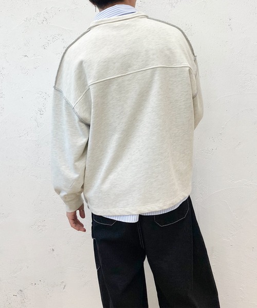 PairPair（ペアペア）の「配色ステッチハーフジッププルオーバー(ユニセックス)（スウェット・レディース・マスタード/オートミール/ブルー系その他・フリー）」の15枚目の写真