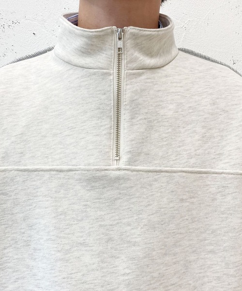 PairPair（ペアペア）の「配色ステッチハーフジッププルオーバー(ユニセックス)（スウェット・レディース・マスタード/オートミール/ブルー系その他・フリー）」の18枚目の写真