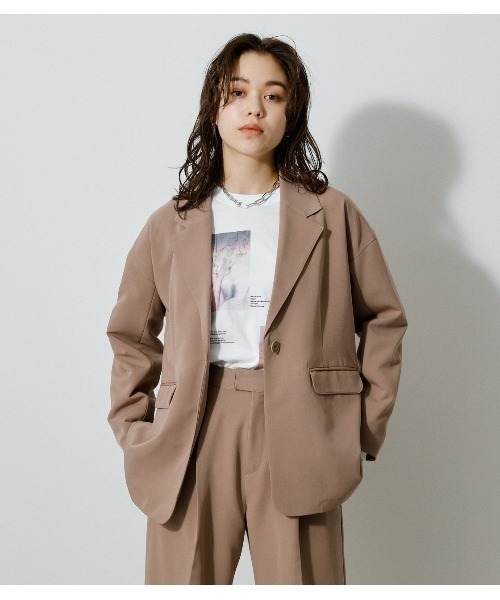 AZUL by moussy(アズールバイマウジー)の「RELAX WIDE JACKET/リラックスワイドジャケット(その他アウター・レディース・ベージュ/グレー・SMALL/MEDIUM)」の1枚目の写真