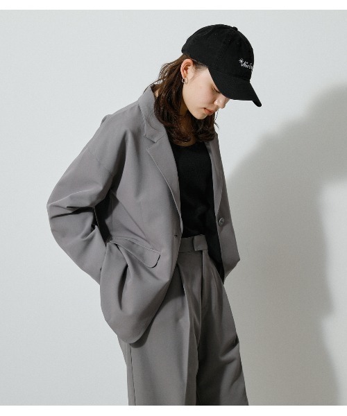 AZUL by moussy(アズールバイマウジー)の「RELAX WIDE JACKET/リラックスワイドジャケット(その他アウター・レディース・ベージュ/グレー・SMALL/MEDIUM)」の2枚目の写真