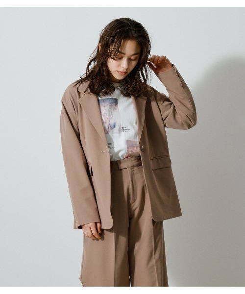 AZUL by moussy(アズールバイマウジー)の「RELAX WIDE JACKET/リラックスワイドジャケット(その他アウター・レディース・ベージュ/グレー・SMALL/MEDIUM)」の16枚目の写真