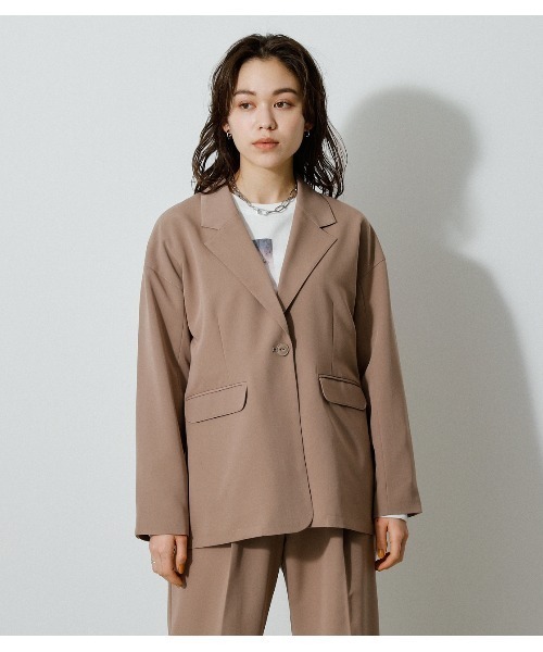 AZUL by moussy(アズールバイマウジー)の「RELAX WIDE JACKET/リラックスワイドジャケット(その他アウター・レディース・ベージュ/グレー・SMALL/MEDIUM)」の18枚目の写真