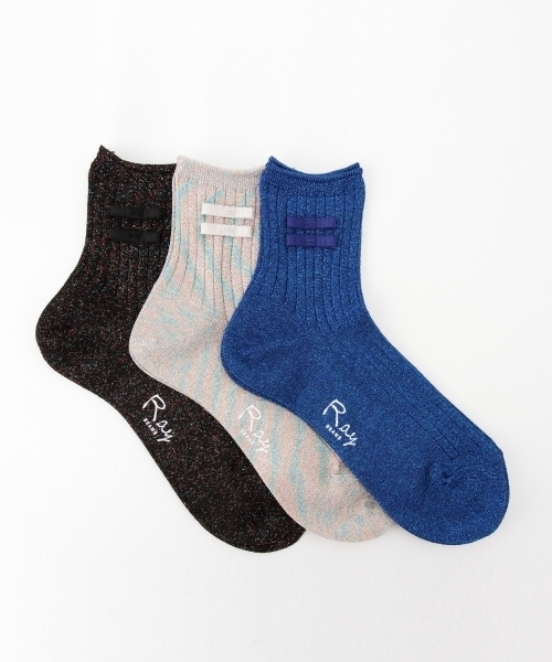 Ray BEAMS（レイビームス）の「Ray BEAMS / ラメ リボン ソックス（ソックス/靴下・レディース・ブラック/ブルー/その他1/レッド・ONE SIZE）」の13枚目の写真