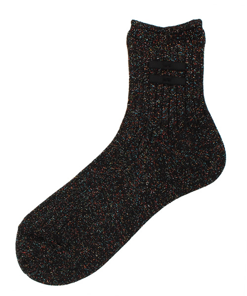 Ray BEAMS（レイビームス）の「Ray BEAMS / ラメ リボン ソックス（ソックス/靴下・レディース・ブラック/ブルー/その他1/レッド・ONE SIZE）」の2枚目の写真