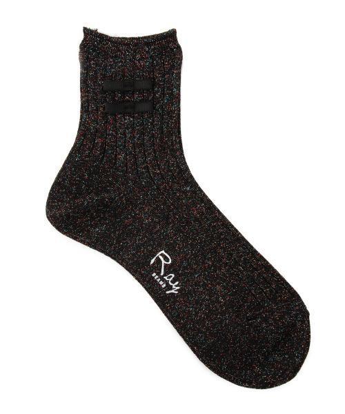 Ray BEAMS（レイビームス）の「Ray BEAMS / ラメ リボン ソックス（ソックス/靴下・レディース・ブラック/ブルー/その他1/レッド・ONE SIZE）」の7枚目の写真