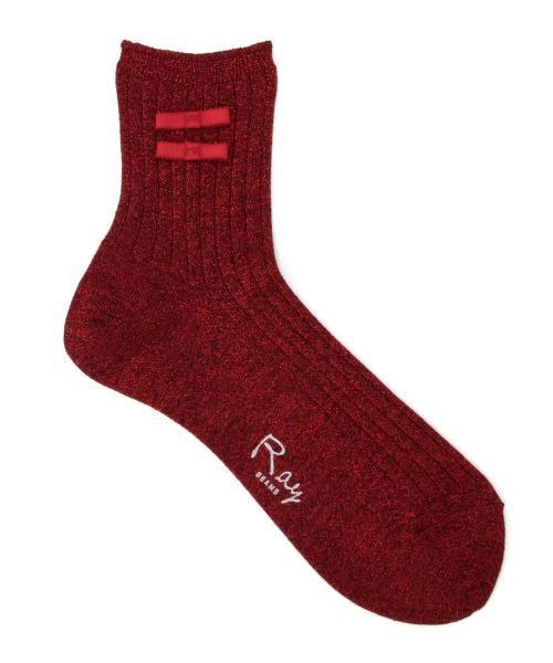 Ray BEAMS（レイビームス）の「Ray BEAMS / ラメ リボン ソックス（ソックス/靴下・レディース・ブラック/ブルー/その他1/レッド・ONE SIZE）」の6枚目の写真