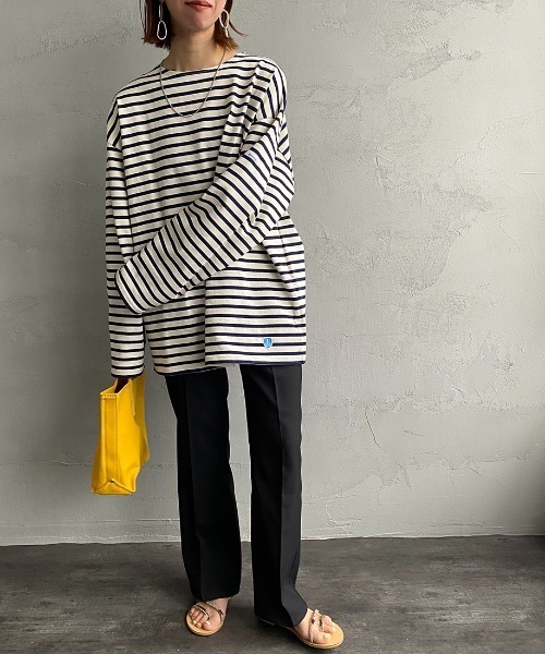 ORCIVAL（オーシバル）の「[ORCIVAL/オーシバル] ビッグシルエット クルーネックロングスリーブTシャツ（Tシャツ/カットソー・レディース・ホワイト/ホワイト系その他/ブラック/ホワイト×ネイビー/グレー系その他/ホワイト系その他2・3/4）」の4枚目の写真