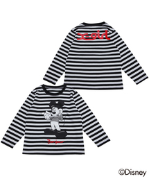X-girl Stages | 【Disney（ディズニー）】STRIPED L/S TEE Mickey Bonjour （12M～3T）　(Tシャツ/カットソー)