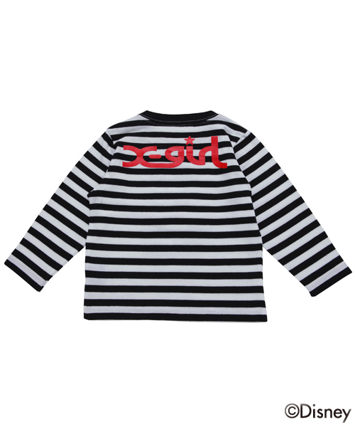 X-girl Stages（エックスガールステージス）の「【Disney（ディズニー）】STRIPED L/S TEE Mickey Bonjour （12M～3T）　（Tシャツ/カットソー・キッズ・ブラック・12M/3T/2T）」の4枚目の写真