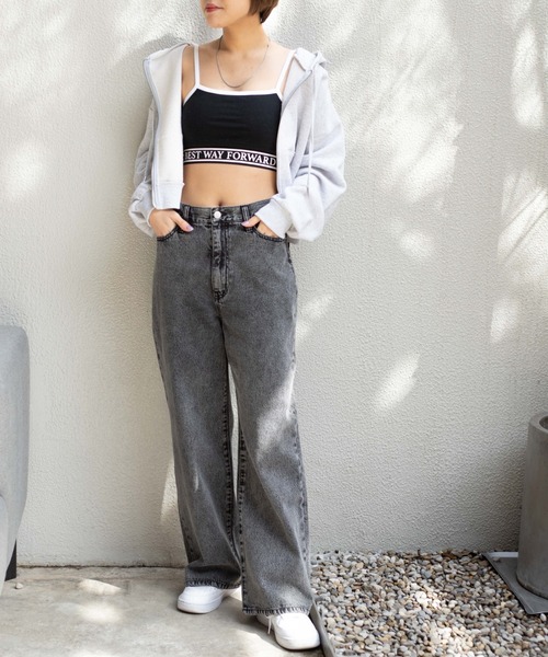 WEGO(ウィゴー)の「WEGO/カップインロゴリブキャミソール(キャミソール・レディース・ホワイト/ブラック・FREE)」の7枚目の写真